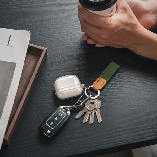VULKIT Genuine Leather Keychain for Men & Women Everyday Carry Accessories - color: Green/Wheat