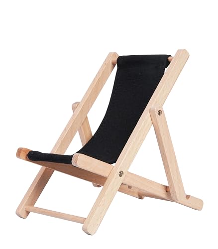 Foldable Wooden Cell Phone Stand, Phone Holder for Desk - color: Black