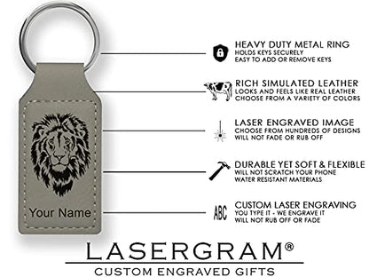 LaserGram Rectangle Keychain, Christian Cross, Personalized Engraving Included - color: Gray