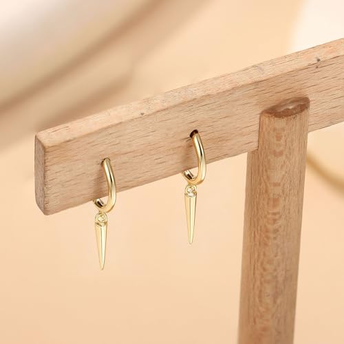 MILACOLATO 925 Sterling Silver Dangle Earrings for Women Hypoallergenic - color: gold-spike