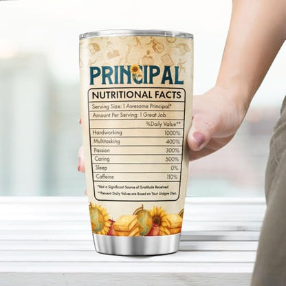 Principal Appreciation Gift 20oz, Stainless Steel Insulated Tumbler with Funny Definition and Nutrition Facts, Thoughtful End of Year Gift for School Leader, Mentor, Boss - color: School Principal Appreciation