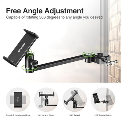elitehood 12in Long Arm iPad Mic Stand Mount for Microphone Music Stand - size: 12in Arm