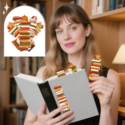 Fall Book Tracker Bookmarks - 150 Pcs Autumn Bookshelf Bookmark Pumpkin Maple Leaf Gnome Double-Sided Page Book Markers Gifts for Women Men Office Thanksgiving Reading Party Rewards Supplies - color: Autumn