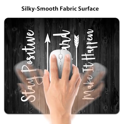 Stay Positive Work Hard Inspirational Mouse Pad, Rustic Black Wood Desk Mat - color: Black Wood