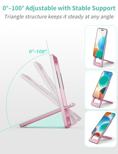 Aoviho Foldable Cell Phone Stand for Desk, Portable Phone Holder,Pink - color: Pink