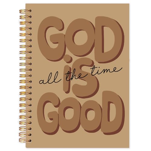 Yhtrg Brown Preppy God Is Good Notebooks, Brown Christian Spiral Notebook Gift for Women, Bible Journaling Notebooks for Office School Supplies, 5.5x8.3 Inch - color: god9