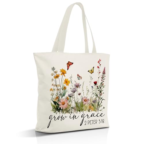 Christian Gifts Canvas Tote Bag Aesthetic for Women - style: Grow in Grace