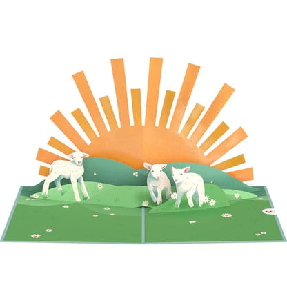 Lovepop Happy Easter Lambs Pop-Up Card with Notecard & Envelope, 5x7 - color: Happy Easter Lambs