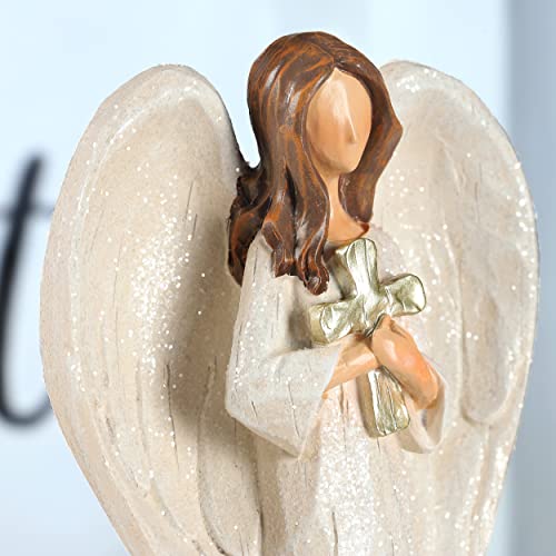 Hodao Cross Angel Figurine Hand-Painted Resin All-Season Gift - style: Holding a cross