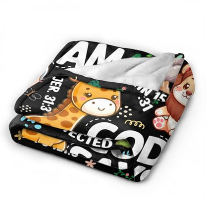 Animals Bible Blanket,Christian Gifts,God Says I Am Throw Blankets 60x80" - color: Bible-animals, size: 60"x80"