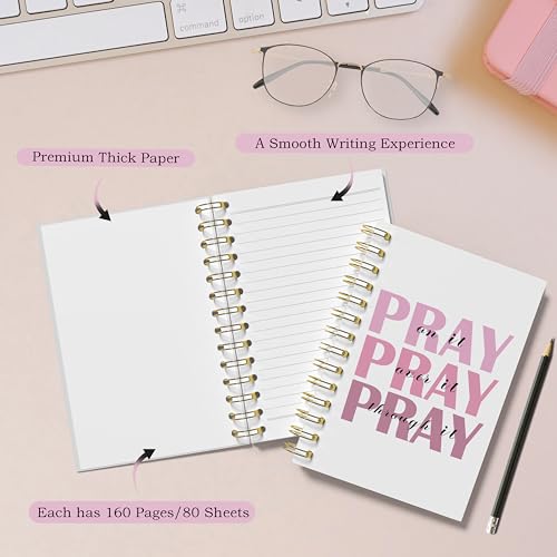 WFSM Prayer Journal, Pink Preppy Notebook - Pray on It Pray over It Pray Through It, Christian Gifts Journal, Daily Prayer Journal, Christian Journal, Christian Notebook for Women, 5.5x8.3 Inches - color: Pink