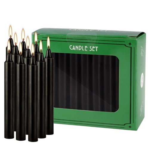4 Inch, 40 Pack, Unscented, Dripless Taper Candles, Black, Smokeless Candles for Holidays, Wedding Ceremonies, Parties, Shabbat, 1.5 Hours - color: 4"40pcs-Black