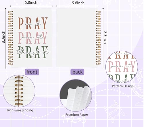 Prayer Notebook Journal 5.5x8.3, Pray on Over Through It Christian Bible Journaling Notebooks for Note Taking, Christian Gifts for Women, Religious Scripture Hardcover Spiral Notebook - color: Prayer Blank Book 02