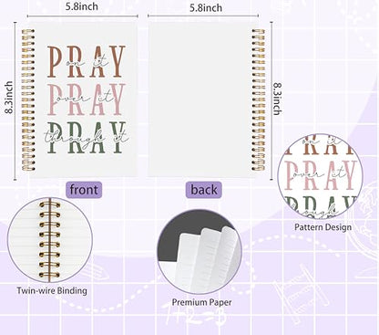 Prayer Notebook Journal 5.5x8.3, Pray on Over Through It Christian Bible Journaling Notebooks for Note Taking, Christian Gifts for Women, Religious Scripture Hardcover Spiral Notebook - color: Prayer Blank Book 02