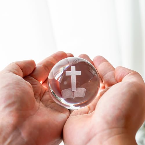 ZEERSHEE 3D Laser Cross Crystal Ball Christian Gift Religious Home Decor - style: Holy Bible