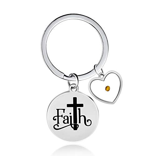 Uloveido Stainless Steel Faith Cross Keychain & Jesus Loves Me Christian Keyring Mustard Seed Charms Religious Jewelry - style: Classic