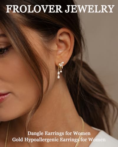 Dangle Earrings for Women Trendy Triple Huggie Hoop Stud Earring - color: A. Teardrop