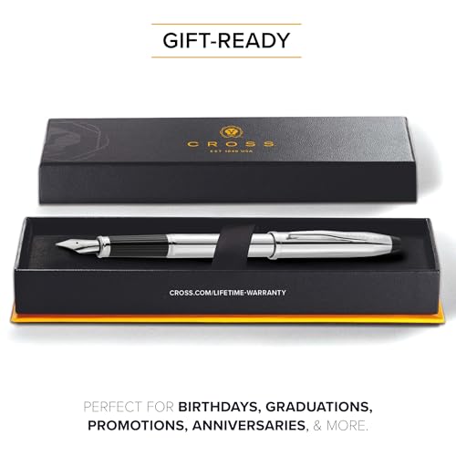 Cross Century II Lustrous Chrome Medium Nib Fountain Pen, Black Ink - color: Lustrous Chrome, style: Fountain Medium Nib