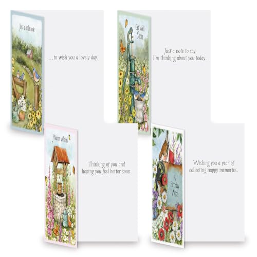 Current Susan Winget Garden Assorted Cards with Envelopes All Occasion - 20 Pack, Large 5" x 7" Cards with Sentiments, Variety of Get Well, Sympathy, Birthday, Anniversary & Thinking of You - color: Garden