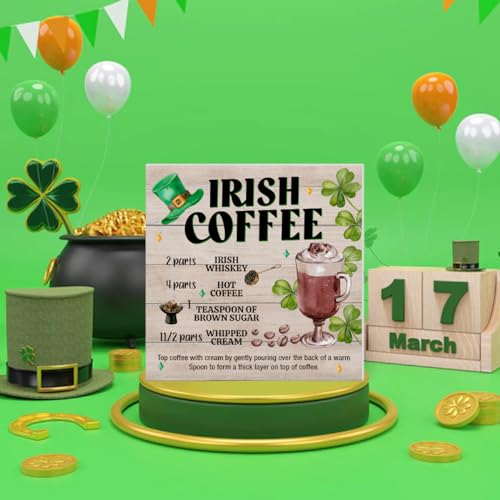 St. Patricks Day Decor, Rustic Irish Coffee Wood Block Sign - color: COFFEE