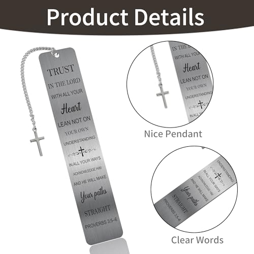 Christian Metal Bible Bookmark, Scripture Page Marker for Bible Study - style: Trust in the Lord