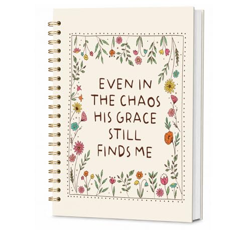 Christian Floral Spiral Notebook,Even In the Chaos His Grace Still Finds Me Journal Notebook,Religious Inspirational Journaling Notebooks for Women,Christian Gifts Office Supplies,5.5x8.3 - color: flower 2
