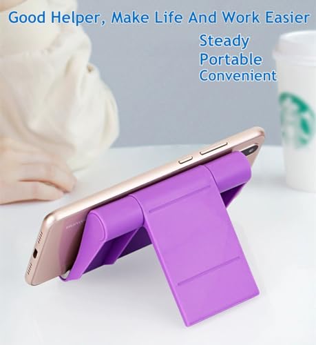 Cell Phone Stand for Desk 2 Pack Mobile Phone Holders Desktop Tablet Stand, Foldable Phone Dock Universal Adjustable Tablet Stand for Desk (Pink+Purple) - color: Pink+Purple