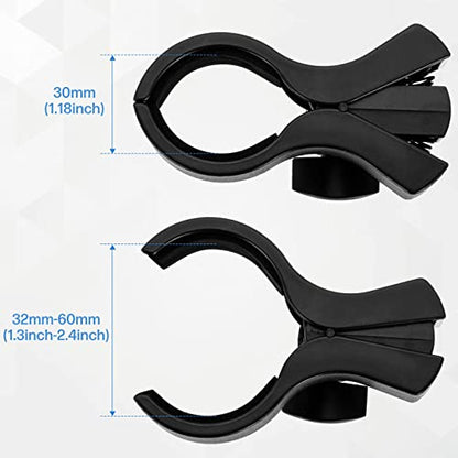 BILIONE Large Microphone Clip for Mics with Outer Diameter 1.26" to 2.3" - color: black, size: 4 Pack