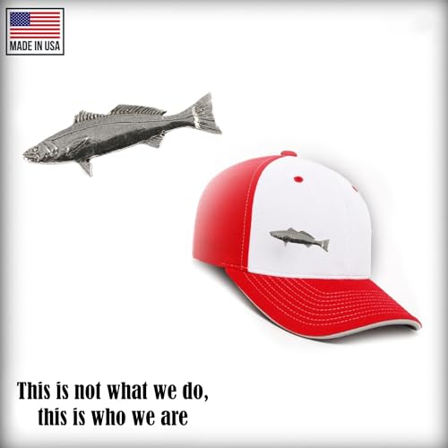 White Seabass Fish Pin, Pewter, Lapel, Hat, Pins, Brooch, Brooches, Jewelry, Gift, Handmade in the USA, 200 Fish Designs Available. S013Z - color: Antique Pewter