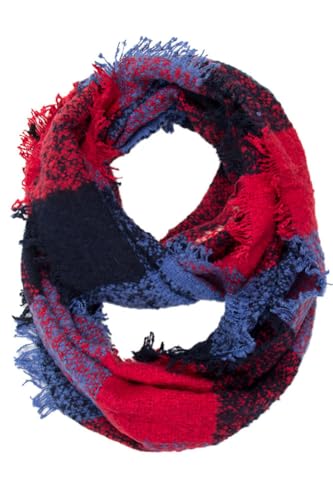 ScarvesMe Women's Check and Plaid Soft Infinity Loop Winter Fall Warm Scarf - color: Easc8909_blue
