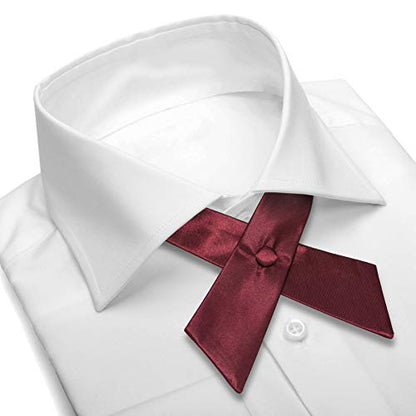 Women's or Men's Crossover Neck Tie Solid Color Continental Tie - color: Burgundy