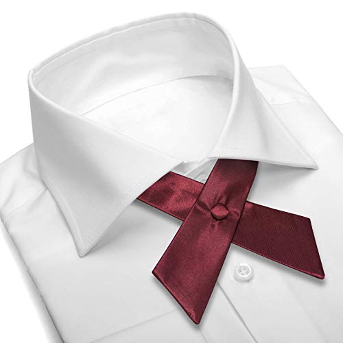 Women's or Men's Crossover Neck Tie Solid Color Continental Tie - color: Burgundy