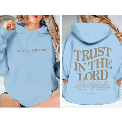 Tuislay Trust In The Lord Hoodie Christian Sweatshirts Women - color: Blue, size: Small