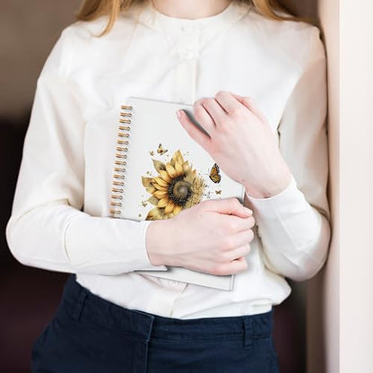 Poecinvi Sunflower Inspirational Spiral Notebook, Inspirational Gifts for Women, Be the Sunshine Notebook, Sunflower Butterfly Journal, Motivational Gifts for Women, 5.5x8.3 Inch - color: Sunshine