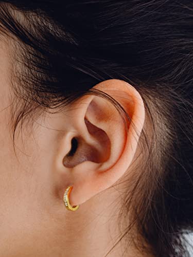 14K Gold Huggie Earrings for Women Silver Huggie Hoop Earrings Cubic Zirconia Huggie Earrings Stud Earrings Lightweight Dainty Hypoallergenic Earrings Jewelry Gifts - color: Gold CZ Huggies