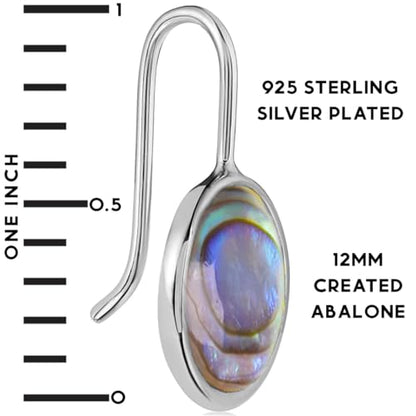 Abalone Earrings for Women - Dainty Drop Bezel Dangle Earrings - color: 12mm - 925 Sterling Silver Plated