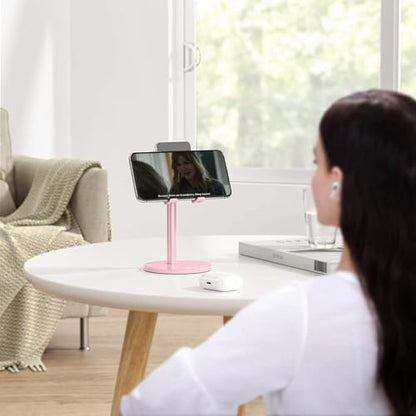 OMOTON CA04 Aluminum Tablet Phone Stand, Adjustable Desk Stand Rose Gold - color: rose gold