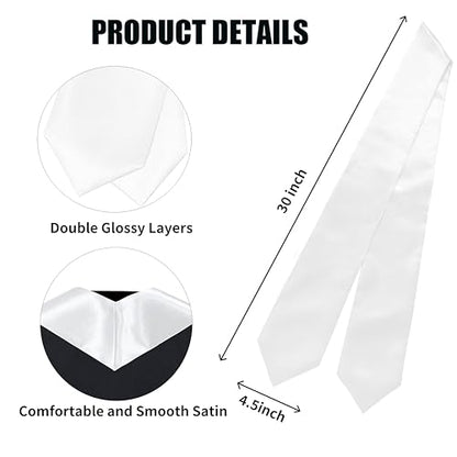 MyGradDay Plain Graduation Stole Colorful Stole for Adult Length 60",Rich in Color - color: White