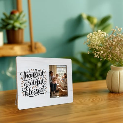 Christian Blessed Gifts Picture Frame, Thankful Grateful Blessed, Religious Gift for Mom Father Friends Frames Fits 4x6 Photo - color: Purple