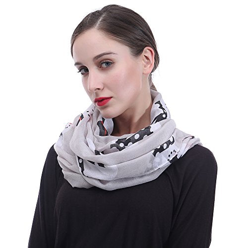 Lina & Lily Holiday Christmas Pattern Print Women's Infinity Scarf Lightweight - color: Silver, Snowman