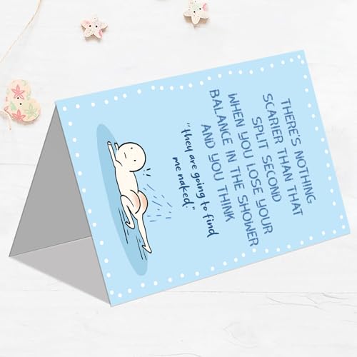 Funny Sarcastic Friendship Birthday Card for Bistie Friend, Humorous Just Because Card for Her Him, Relatable Shower Slip Meme Greeting Card - color: #1