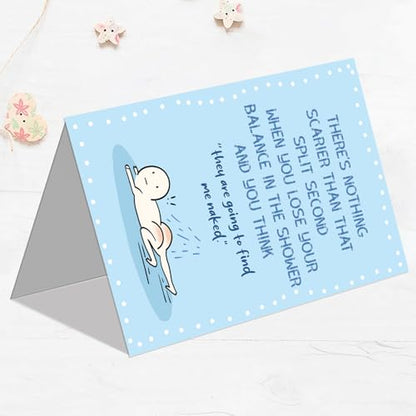 Funny Sarcastic Friendship Birthday Card for Bistie Friend, Humorous Just Because Card for Her Him, Relatable Shower Slip Meme Greeting Card - color: #1