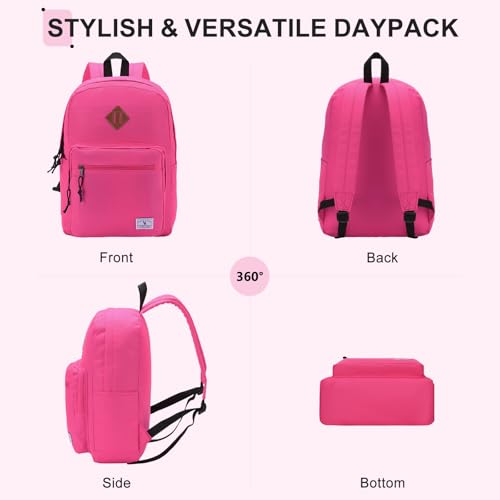 VX VONXURY Kids Backpack for School Travel,16.7 Inch Lightweight Bookbag - color: Dark Pink
