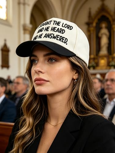 Waldeal Christian Hat - I Sought The Lord and He Heard and He Answered Trucker Hat, Religious Gifts for Men Women - color: Black