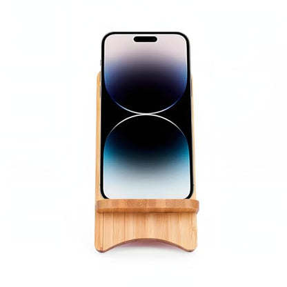 LUCKY BEAN Wood Phone Stand, Desktop Wooden Phone Holder, Portable Phone Stand for Desk, Compatible with iPhone & All Cell Phones (Bamboo) - color: Bamboo