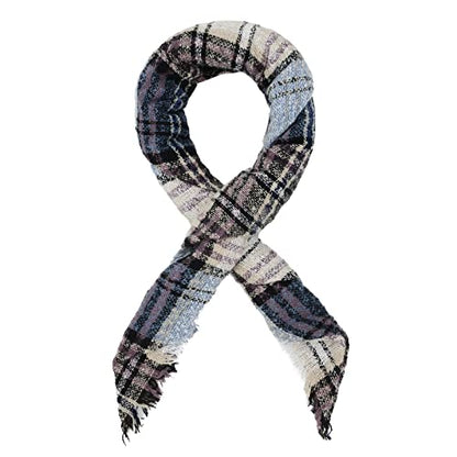 American Trends Scarfs for Women Winter Triangle Scarf Classic Plaid Warm Scarf Soft Scarves Knitted Wrap Shawl - color: Triangle Pink & Blue & White