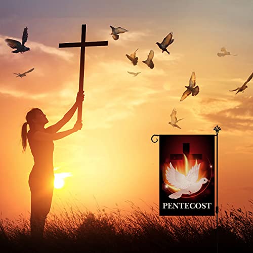 Pentecost Garden Flag Come Holy Spirit Christian Dove Jute Farmhouse Home Front Yard Sign Outdoor Decoration
