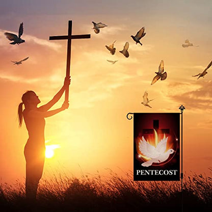 Pentecost Garden Flag Come Holy Spirit Christian Dove Jute Farmhouse Home Front Yard Sign Outdoor Decoration