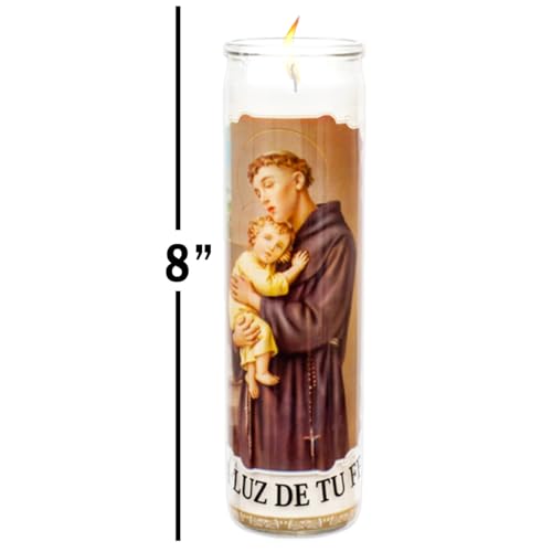 Generic San Antonio 3 Pack of 8 Inch White Religious Candles - Saint Anthony Candles for Vigils, Prayers, Blessing Ceremonies