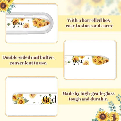 10 Pack Floral Scripture Christian Glass Nail File with Case - style: Christian